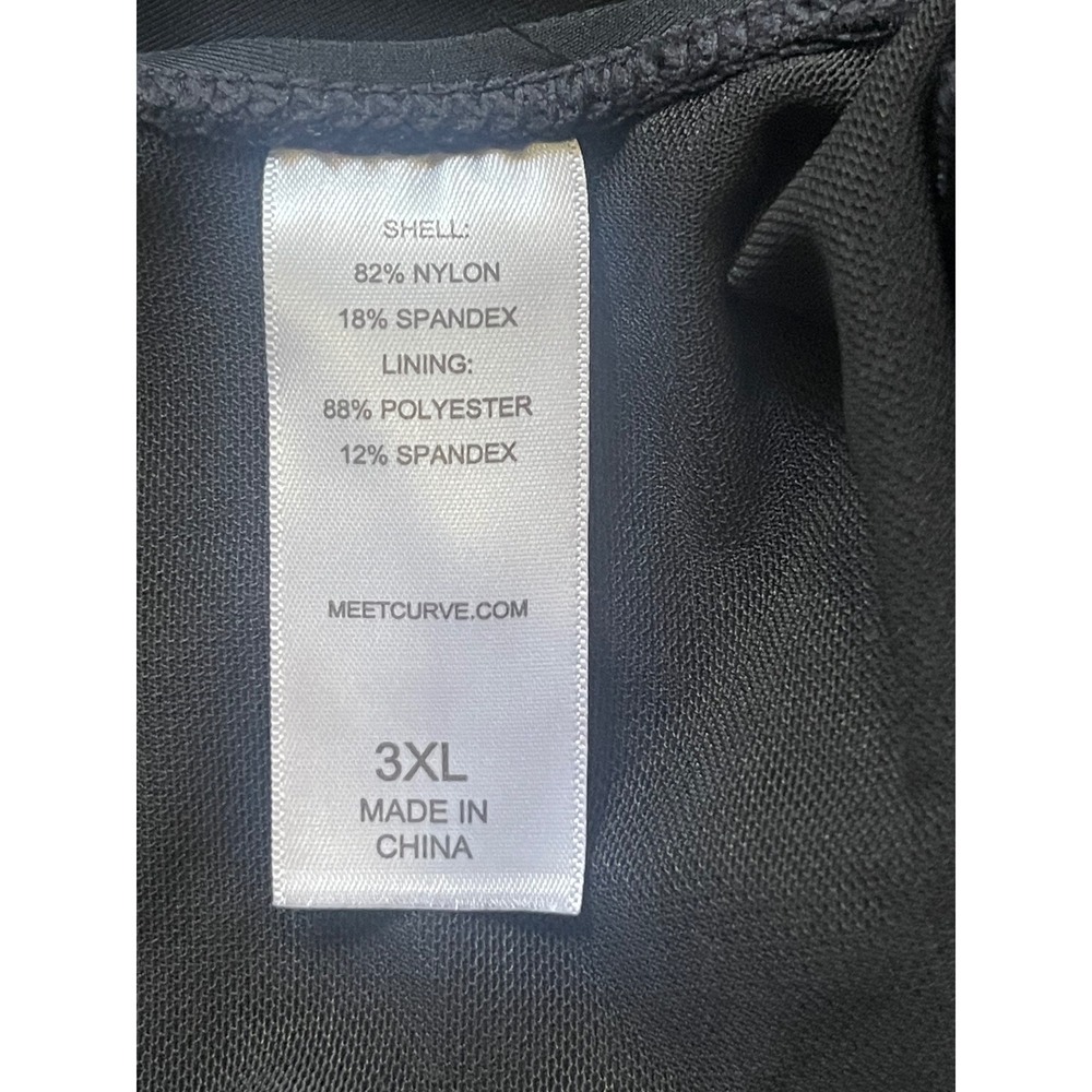 Meet Curve Black Ruched One Piece Swim Dress V-Neck Swimsuit 3XL NEW - Picture 3 of 6
